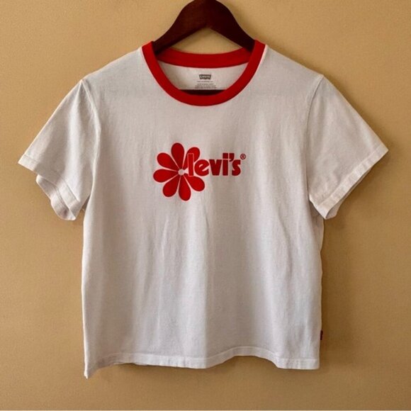 Levi's| Fun Floral Women's White/Red Graphic Short Sleeve Tee Sz L Spring/Summer - Picture 2 of 5